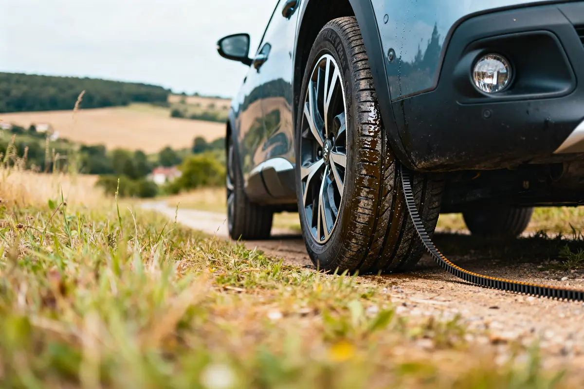 Voiture sur chemin de campagne pour avis sur le moteur PureTech et performances tout-terrain
